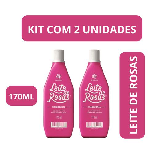 Kit c/2 Unidades de Desodorante Leite De Rosas 170ml Tradicional Kit c/2 Unidades de Desodorante Leite De Rosas 170ml Tradicional