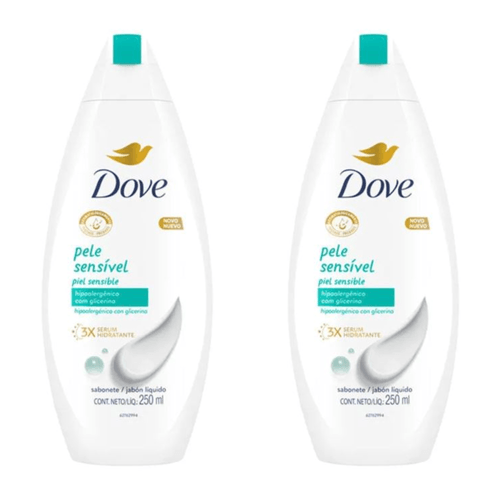 Kit c/2 Sabonetes Líquido Dove 250ml Pele Sensivel Kit c/2 Sabonetes Líquido Dove 250ml Pele Sensivel
