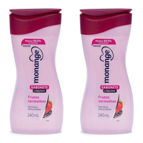 Kit c/2 Sabonetes Liquido Monange 240ml Frutas Vermelhas