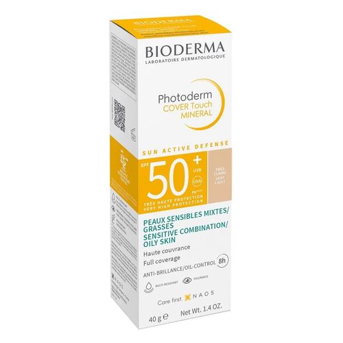 Protetor Solar Facial Bioderma Photoderm Cover Touch Mineral FPS 50+ Muito Claro 40g