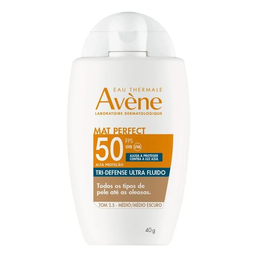 Protetor Solar Facial Avène Mat Perfect Tri-Defense Ultra Fluido FPS50 Tom 2.5 Médio 40g Protetor Solar Facial Avène Mat Perfect Tri-Defense Ultra Fluido FPS50 Tom 2.5 Médio 40g