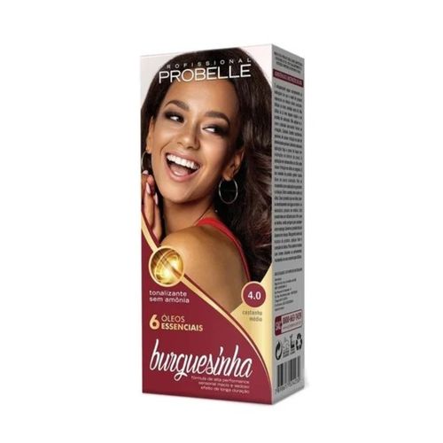 Tonalizante Burguesinha Cor: 4.0 Castanho Médio Probelle 50ml Tonalizante Burguesinha Cor: 4.0 Castanho Médio Probelle 50ml