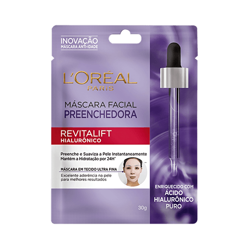 Máscara Facial Em Tecido Anti-Idade L'Oréal Paris Revitalift Hialurônico 30g Máscara Facial Em Tecido Anti-Idade L'Oréal Paris Revitalift Hialurônico 30g