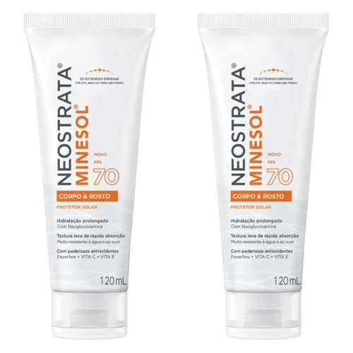 Kit com 2 Unidades de Protetor Solar Neostrata Minesol Corpo E Rosto Fps70 120ml Kit com 2 Unidades de Protetor Solar Neostrata Minesol Corpo E Rosto Fps70 120ml