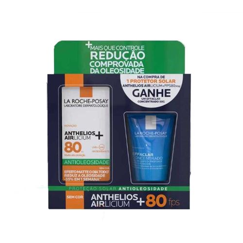 Kit La Roche Posay Protetor Solar Anthelios Airlicium FPS80 40g + Gel De Limpeza Effaclar Concentrado 50g Kit La Roche Posay Protetor Solar Anthelios Airlicium FPS80 40g + Gel De Limpeza Effaclar Concentrado 50g