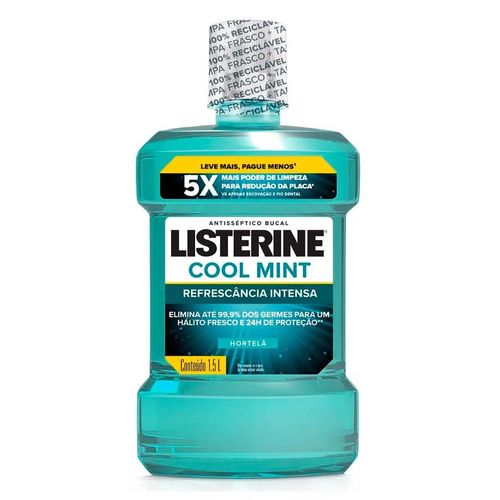 Kit com 3 Unidades de Listerine Cool Mint Enxaguante Bucal 1,5L Kit com 3 Unidades de Listerine Cool Mint Enxaguante Bucal 1,5L