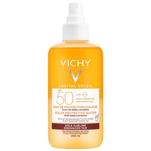 Kit com 3 Unidades de Água Solar Protetora Iluminadora Corporal Capital Soleil FPS50 Vichy 200ml Kit com 3 Unidades de Água Solar Protetora Iluminadora Corporal Capital Soleil FPS50 Vichy 200ml