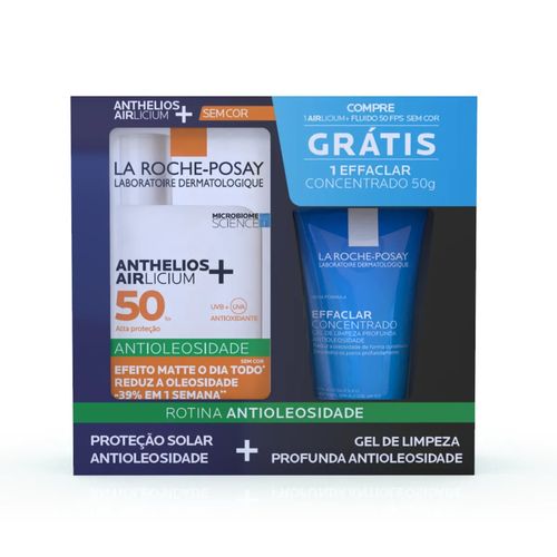 Kit La Roche-Posay Protetor Solar Facial Anthelios Airlicium+ FPS 50 40g + Gel de Limpeza Facial Effaclar Concentrado 50 Kit La Roche-Posay Protetor Solar Facial Anthelios Airlicium+ FPS 50 40g + Gel de Limpeza Facial Effaclar Concentrado 50