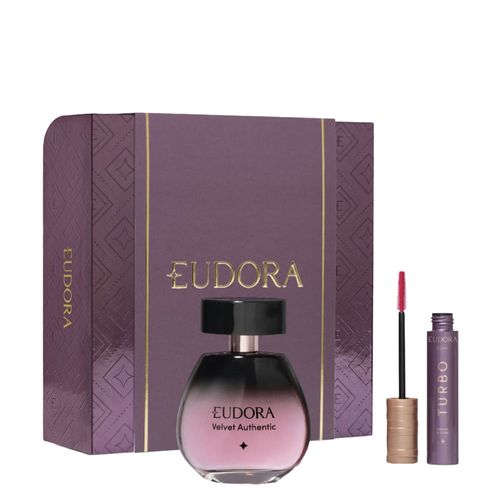 Kit Perfume Eudora Velvet Authentic Feminino - Desodorante 100ml + Máscara de Cílios 10g Coffret