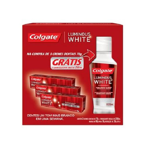 Kit-Creme-Dental-Colgate-Luminous-White-Gratis-Enxaguatorio-Colgate-567531 Kit-Creme-Dental-Colgate-Luminous-White-Gratis-Enxaguatorio-Colgate-567531