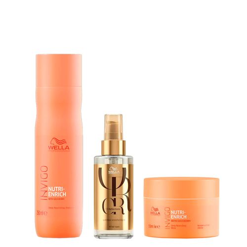 Kit Wella Professionals Nutri-Enrich Shampoo + Máscara + Óleo Oil Reflections Kit