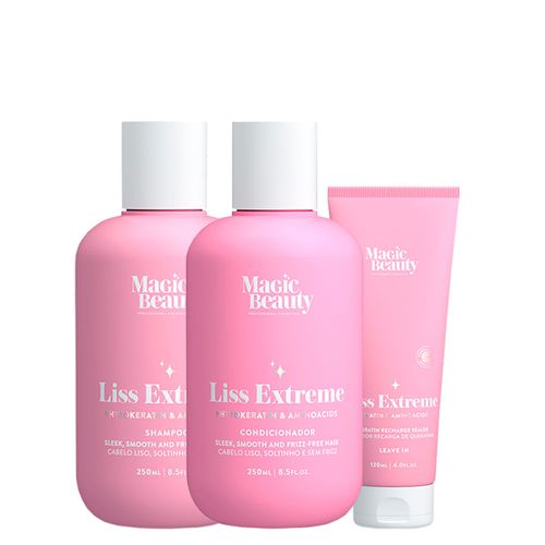 Kit Magic Beauty Liss Extreme - Shampoo 250ml + Condicionador 250ml + Selador de Queratina 120ml Kit