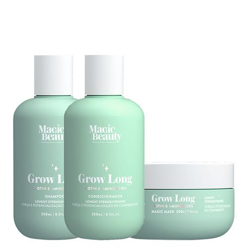 Kit Magic Beauty Grow Long - Shampoo 250ml + Condicionador 250ml + Máscara 200g Kit Kit Magic Beauty Grow Long - Shampoo 250ml + Condicionador 250ml + Máscara 200g Kit