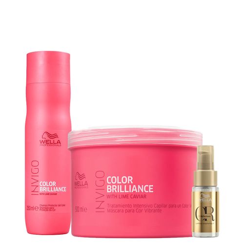Kit Wella Professionals Invigo Color Brilliance - Shampoo 250ml + Máscara 500ml + Óleo Capilar 30ml Kit