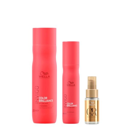 Kit Wella Professionals Invigo Color Brilliance - Shampoo 250ml + Leave-In Bb Milagroso 150ml + Óleo Capilar 30ml Kit