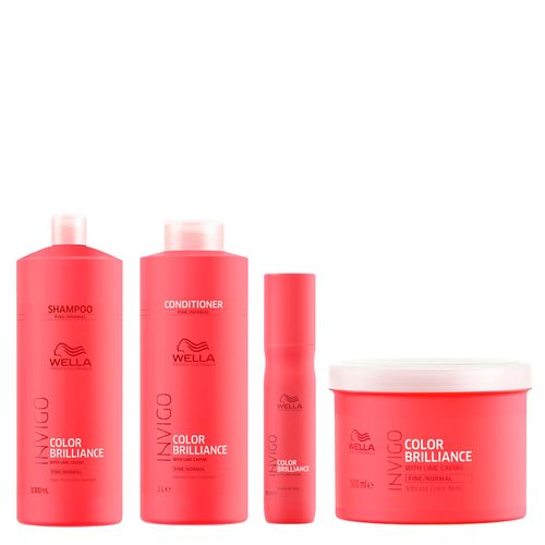 Kit Wella Professionals Invigo Color Brilliance - Shampoo 1000ml + Condicionador 1000ml + Máscara 500ml + Leave-In 150ml Kit