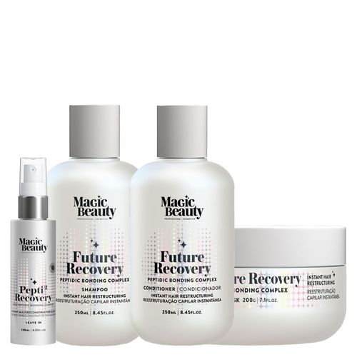 Kit Magic Beauty Future Recovery - Shampoo 250ml + Condicionador 250ml + Máscara 200g + Leave-In Pepti 120ml Kit Kit Magic Beauty Future Recovery - Shampoo 250ml + Condicionador 250ml + Máscara 200g + Leave-In Pepti 120ml Kit