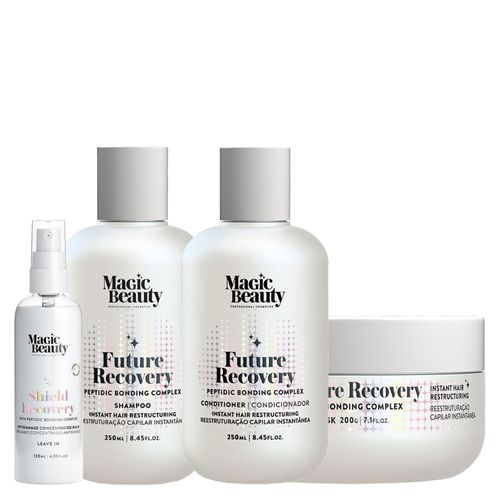 Kit Magic Beauty Future Recovery - Shampoo 250ml + Condicionador 250ml + Máscara 200g +Leave-In Shield 120ml Kit Kit Magic Beauty Future Recovery - Shampoo 250ml + Condicionador 250ml + Máscara 200g +Leave-In Shield 120ml Kit