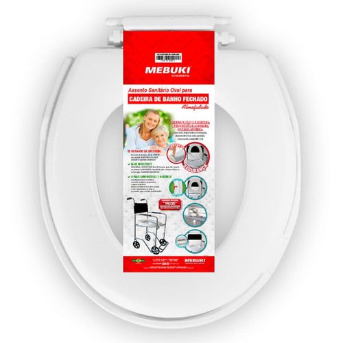 Assento Sanitário Oval P/ Cadeira De Banho Almofadado Fechado