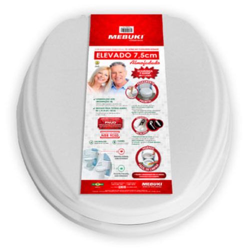 Assento Sanitário Oval Elevado Almofadado 7.5cm