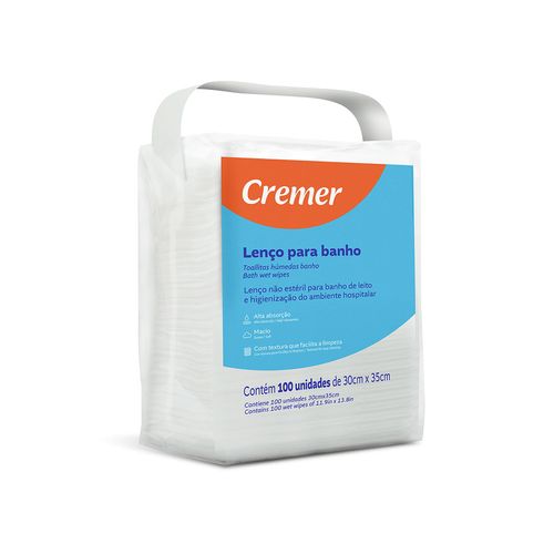 Lenço Para Banho Cremer C/ 100 Unidades