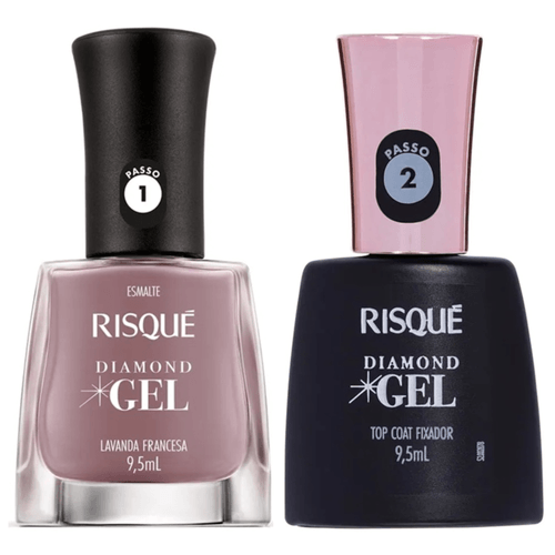 Kit Esmalte Risque Diamond Gel Lavanda Francesa + Fixador Top Coat Kit Esmalte Risque Diamond Gel Lavanda Francesa + Fixador Top Coat