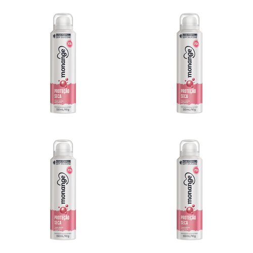 Kit c/4 Unidades de Desodorante Aero Monange 90g Proteção Seca Kit c/4 Unidades de Desodorante Aero Monange 90g Proteção Seca