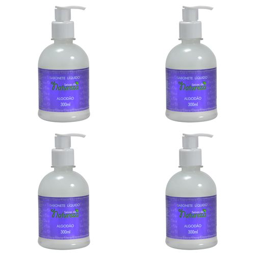 Kit c/4 Sabonetes Líquido Aromatica Seivas da Natureza Algodão 300ml cada Kit c/4 Sabonetes Líquido Aromatica Seivas da Natureza Algodão 300ml cada