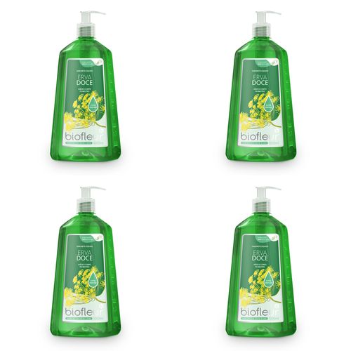 Kit c/4 Sabonetes Líquido Biofleur 1L Hid. Erva Doce Kit c/4 Sabonetes Líquido Biofleur 1L Hid. Erva Doce