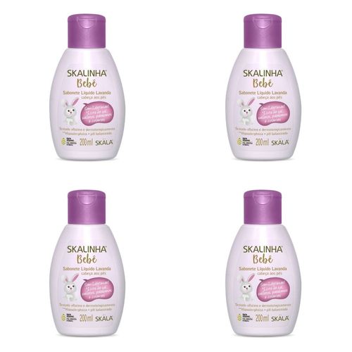 Kit c/4 Sabonetes Liquido Infantil Skalinha Bebê 200ml