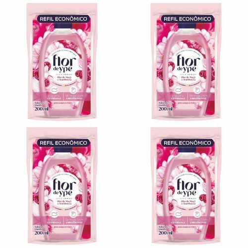 Kit c/4 Sabonetes Líquido Flor De Ype Refil 200ml Flor Macã /Framboesa Kit c/4 Sabonetes Líquido Flor De Ype Refil 200ml Flor Macã /Framboesa