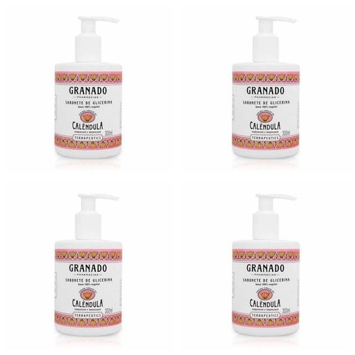 Kit c/4 Sabonetes Líquido Granado Terrapeutics 300ml Calêndula
