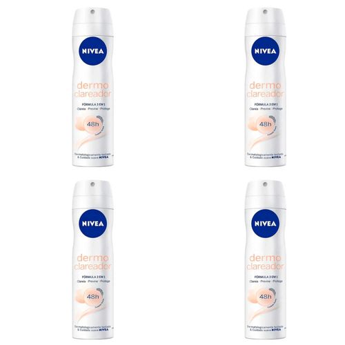 Kit c/4 Unidades de Desodorante Aerosol Nivea Dermo Clareador 150ml Kit c/4 Unidades de Desodorante Aerosol Nivea Dermo Clareador 150ml
