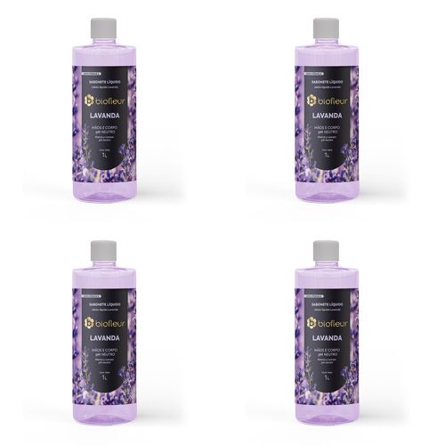 Kit c/4 Sabonetes Líquido Biofleur Lavanda 1L cada Kit c/4 Sabonetes Líquido Biofleur Lavanda 1L cada