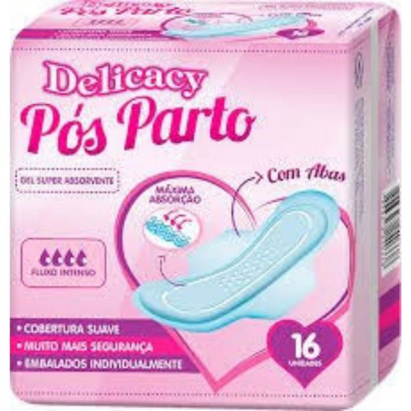 Kit c/9 Absorvente Delicacy Pos - Parto C/16Un