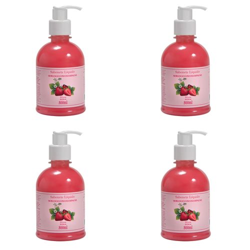 Kit c/4 Sabonetes Líquido Aromatica Bloom Morango C/Champa 300ml cada Kit c/4 Sabonetes Líquido Aromatica Bloom Morango C/Champa 300ml cada