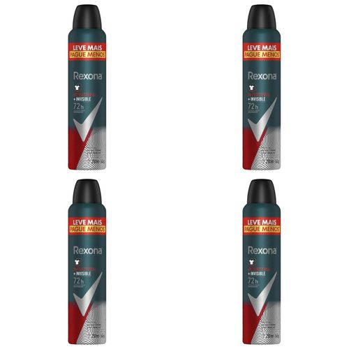 Kit c/4 Unidades de Desodorante Rexona Aero Men Antib/Invis 250ml Kit c/4 Unidades de Desodorante Rexona Aero Men Antib/Invis 250ml