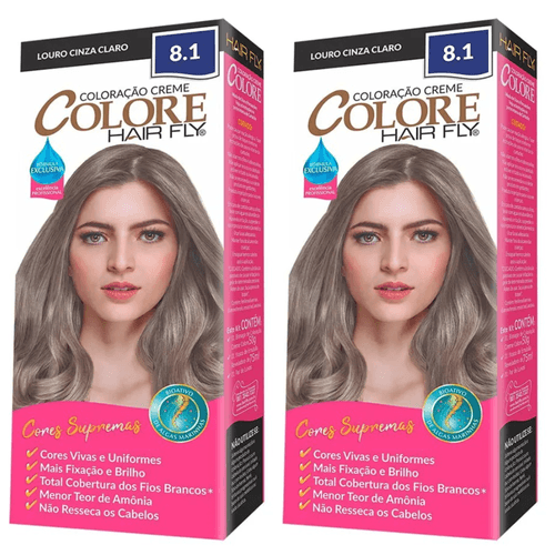 Kit c/2 Unidades de Coloração Creme Colore 8.1 Louro Cinza Claro