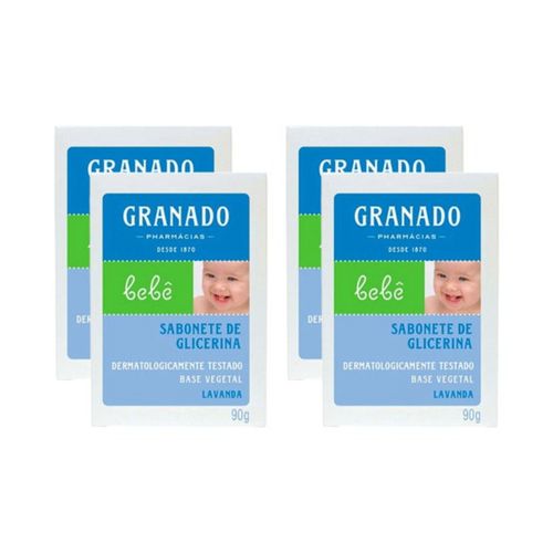Kit c/4 Sabonetes Infantil Granado Bebê 90g Lavanda