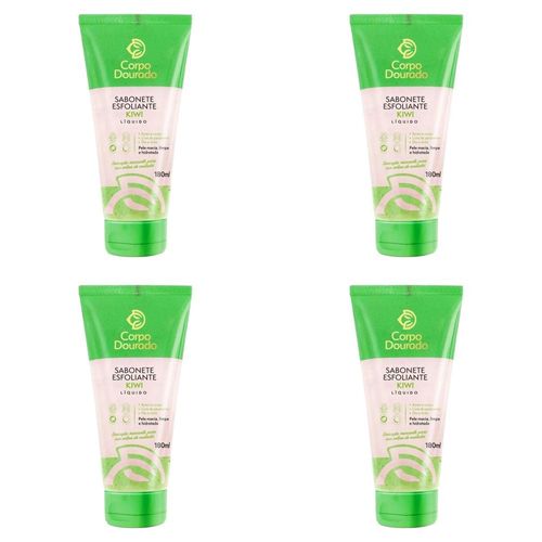 Kit c/4 Sabonetes Esfoliante Corpo Dourado 180ml Kiwi