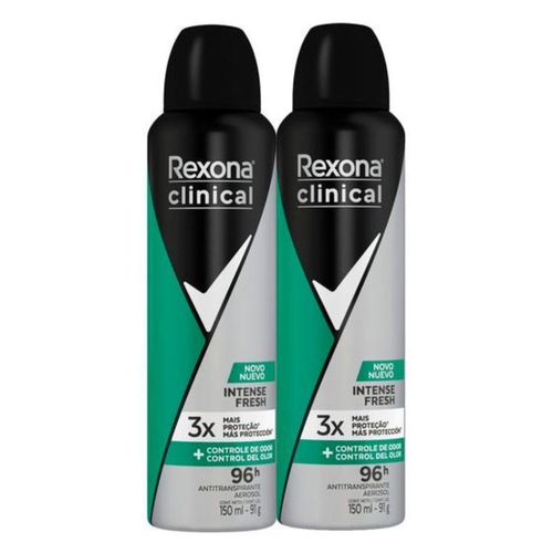 Kit c/2 Unidades de Desodorante Rexona Clinical Men Aerosol Intense Fresh 150ml Kit c/2 Unidades de Desodorante Rexona Clinical Men Aerosol Intense Fresh 150ml