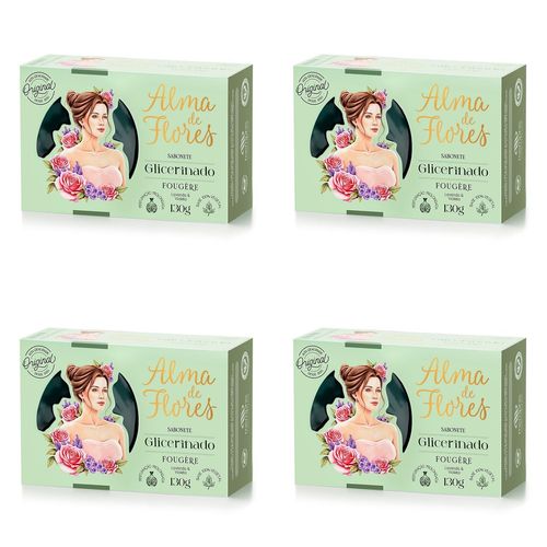 Kit c/4 Sabonetes Alma De Flores Glicerinado 130g Fougere Kit c/4 Sabonetes Alma De Flores Glicerinado 130g Fougere