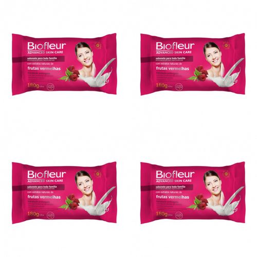 Kit c/4 Sabonetes Biofleur 180g Frutas Vermelhas 180g Kit c/4 Sabonetes Biofleur 180g Frutas Vermelhas 180g
