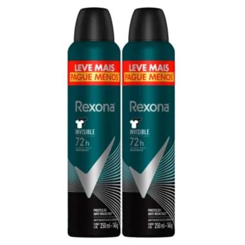 Kit c/2 Unidades de Desodorante Rexona Aero Men Antib/Invis 250ml Kit c/2 Unidades de Desodorante Rexona Aero Men Antib/Invis 250ml