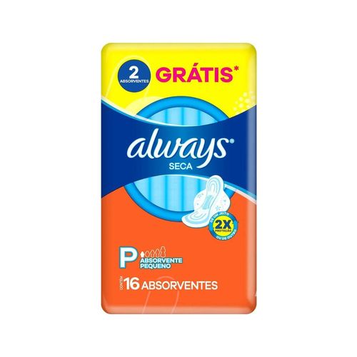 Kit c/4 Absorvente Always Proteção Seca P Com Abas 16 Unidades Always Kit c/4 Absorvente Always Proteção Seca P Com Abas 16 Unidades Always