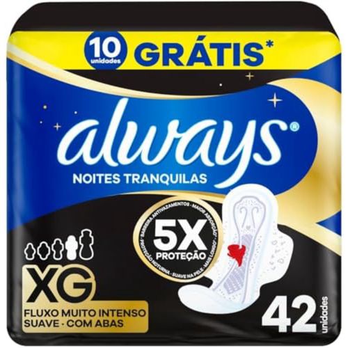 Kit c/2 Absorvente Com Abas Suave Always Noites Tranquilas Xg Pacote 42 Unidades