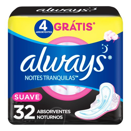 Kit c/2 Absorvente Cobertura Suave Noturno Com Abas Always Simples 32 Unidades Kit c/2 Absorvente Cobertura Suave Noturno Com Abas Always Simples 32 Unidades