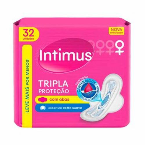 Kit c/2 Absorvente Intimus Tripla Suave Com Abas 32 Unidades Kit c/2 Absorvente Intimus Tripla Suave Com Abas 32 Unidades