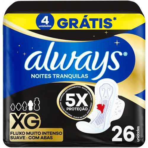 Kit c/2 Absorvente Always Basico Suave Com Abas Com 26 Unidades Xg