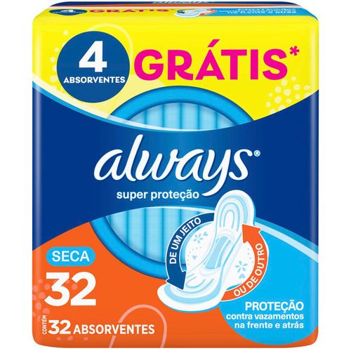 Kit c/2 Absorvente Básico Malha Seca C/Abas Always Simples 32 Unidades Kit c/2 Absorvente Básico Malha Seca C/Abas Always Simples 32 Unidades